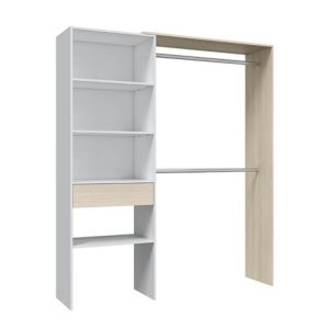 ARMARIO-VESTIDOR CON ESTANTERIA 187X158X40CM BLANCO/ROBLE MOMI 0R85580