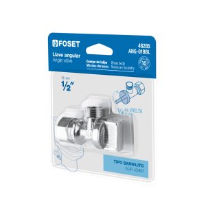 Llave angular 1/2″ x 1/2″, 1/4 de vuelta, barrilito, blíster